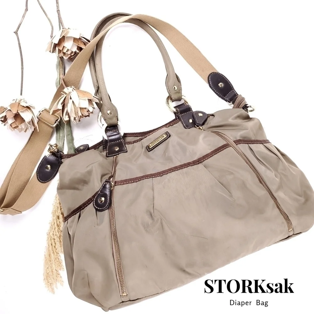 Storksak Tan Diaper Bag w/ Changing Mat